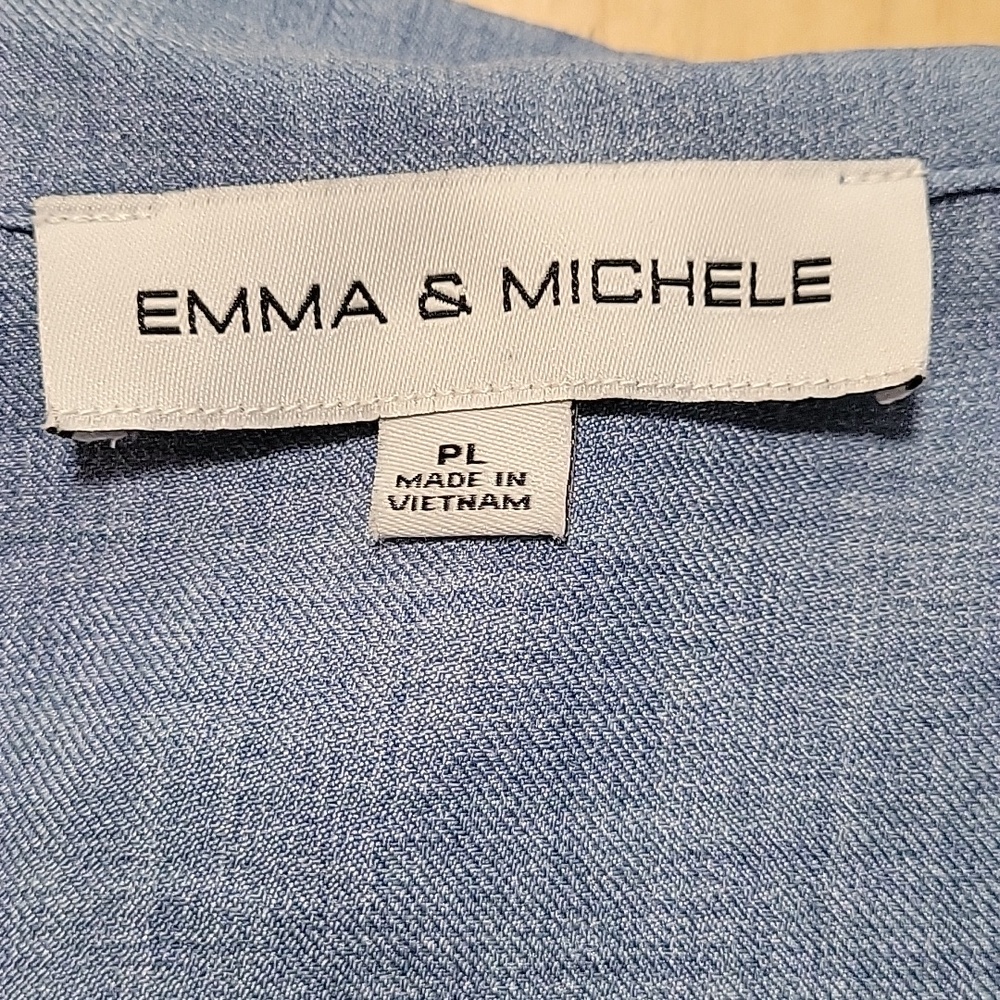 Emma & Michele Light Blue Sleeveless Midi Shirt Dress with Waist Tie - Picture 5 of 11